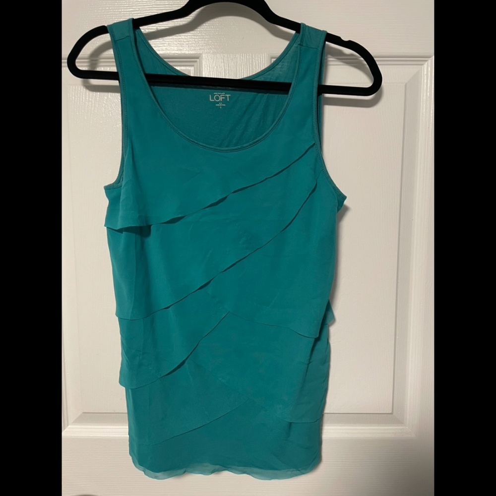 Teal Ruffle Shell